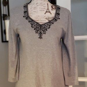 Nine West Separates grey top 3/4 sleeve XL